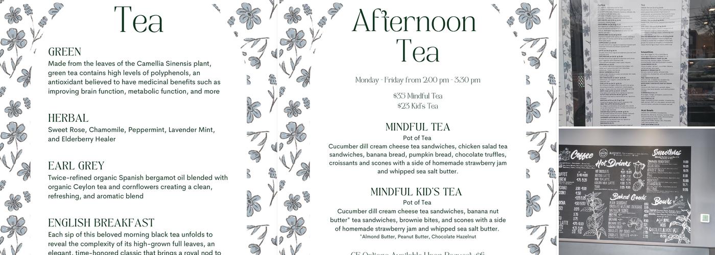 The Mindful Cafe Menu