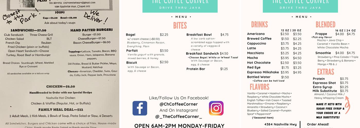 Farmstead Coffee Co. Menu