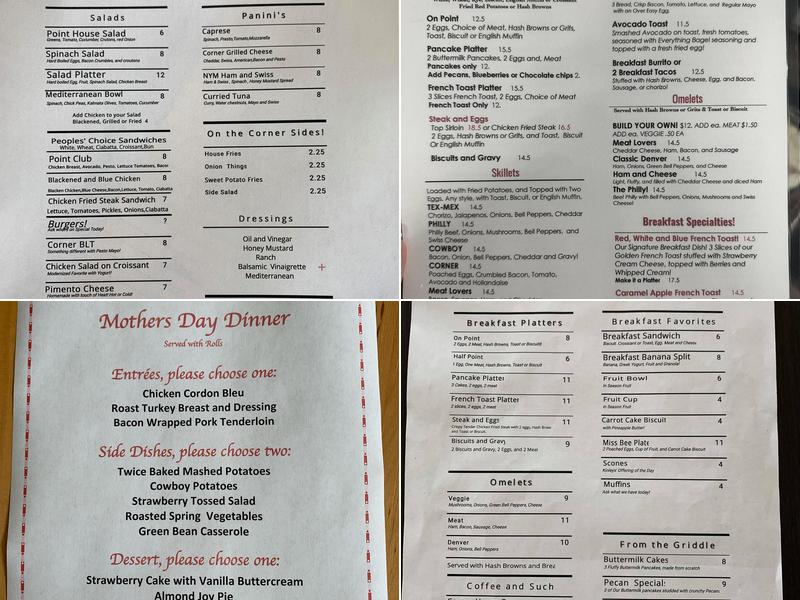 Corner Cafe Menu