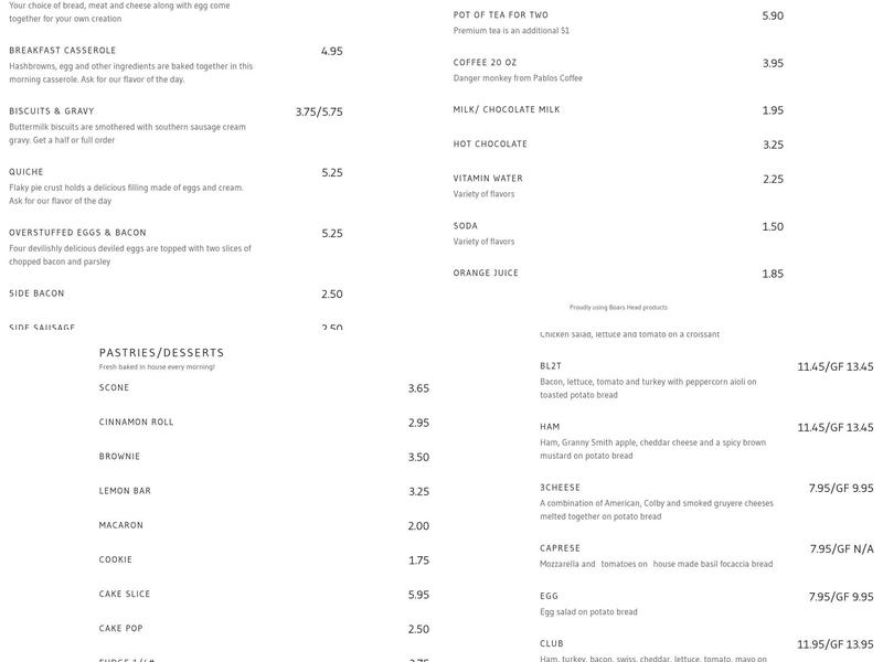 Lynn's Tea Shop and Cafe Menu