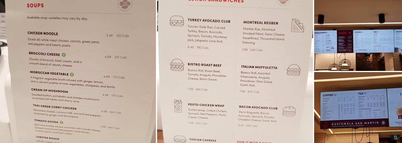 Tim Hortons Menu