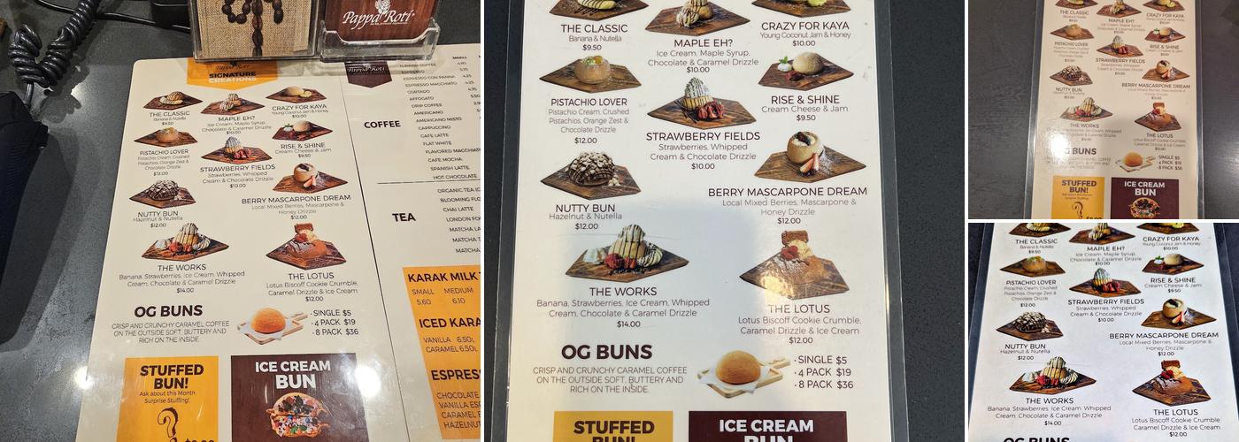 PappaRoti Menu