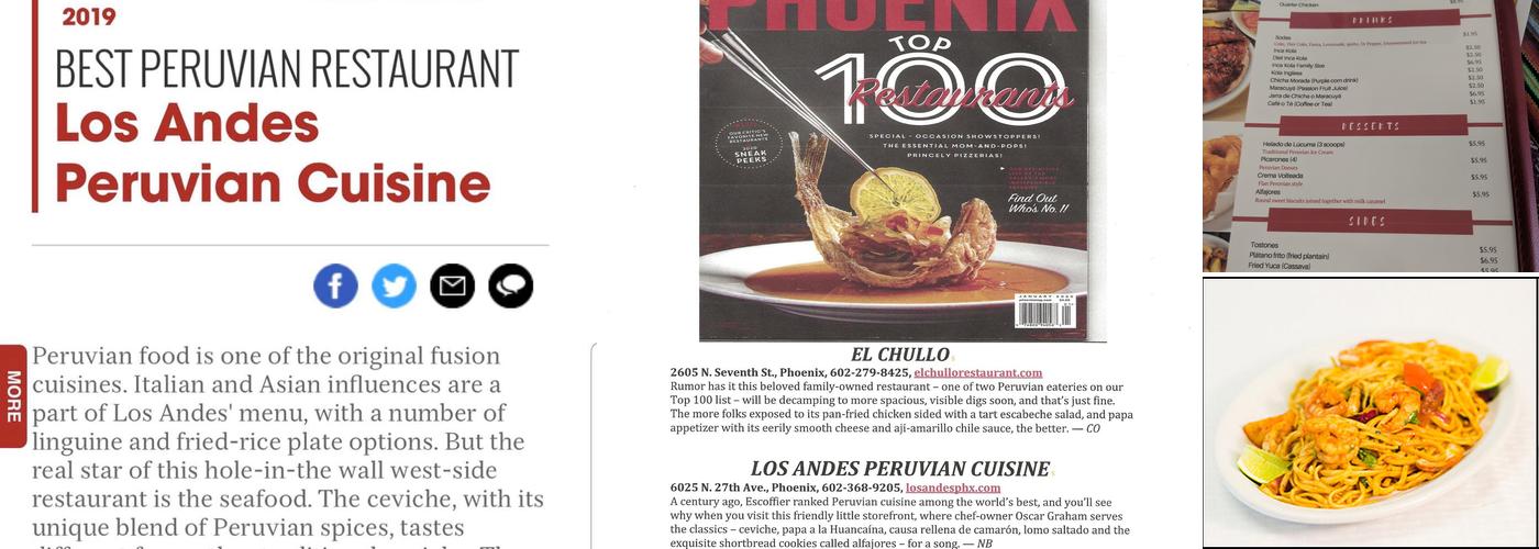 Los Andes Peruvian Cuisine Menu