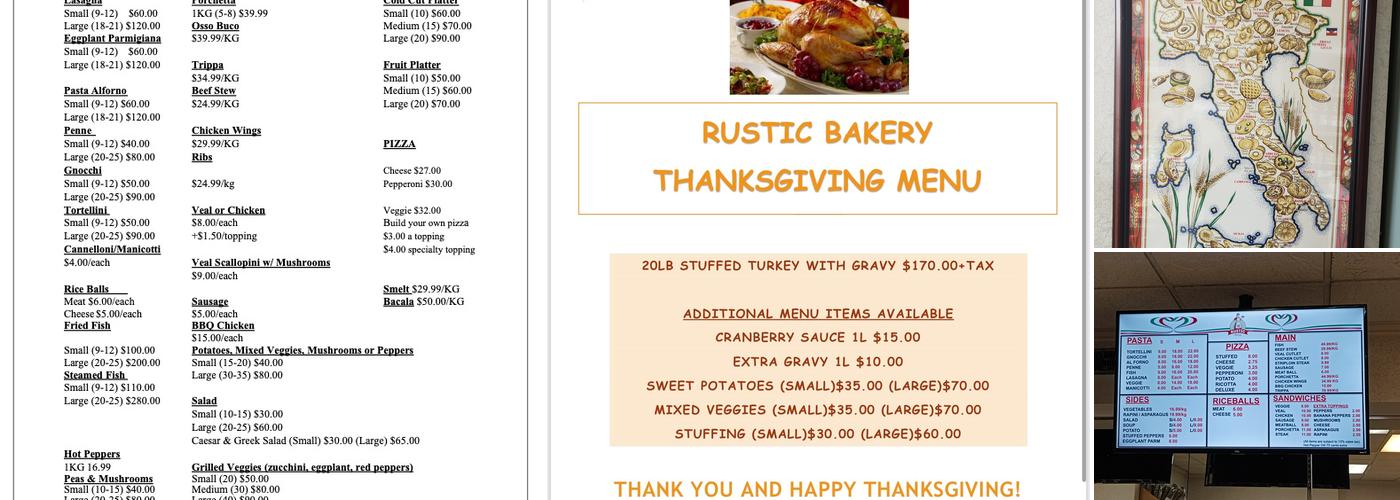 Rustic Bakery Menu