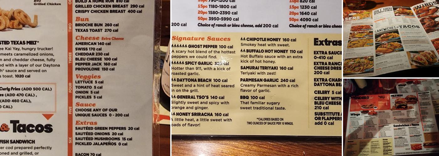 Hooters Menu