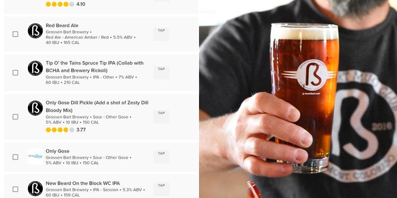 Grossen Bart Brewery Menu