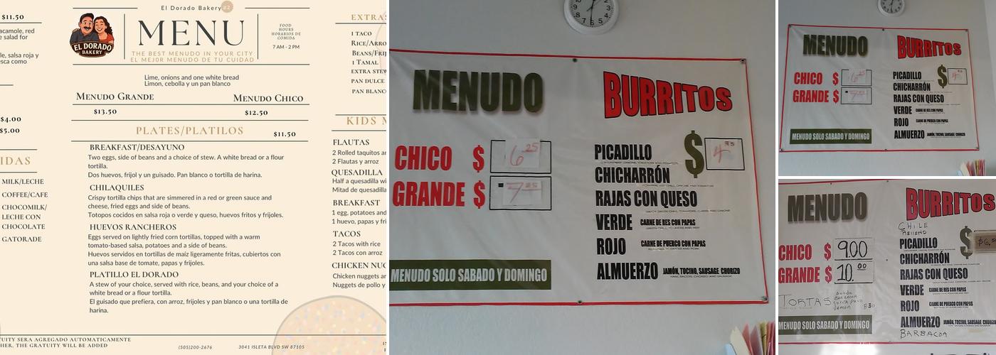 El Dorado Bakery Menu