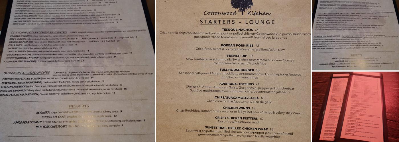 Cottonwood Kitchen Menu