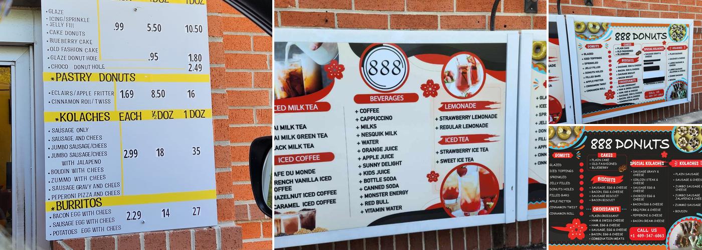 888 Donuts Menu