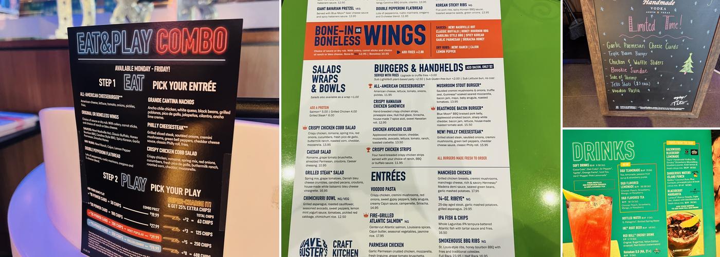 Dave & Buster's Huntsville Menu