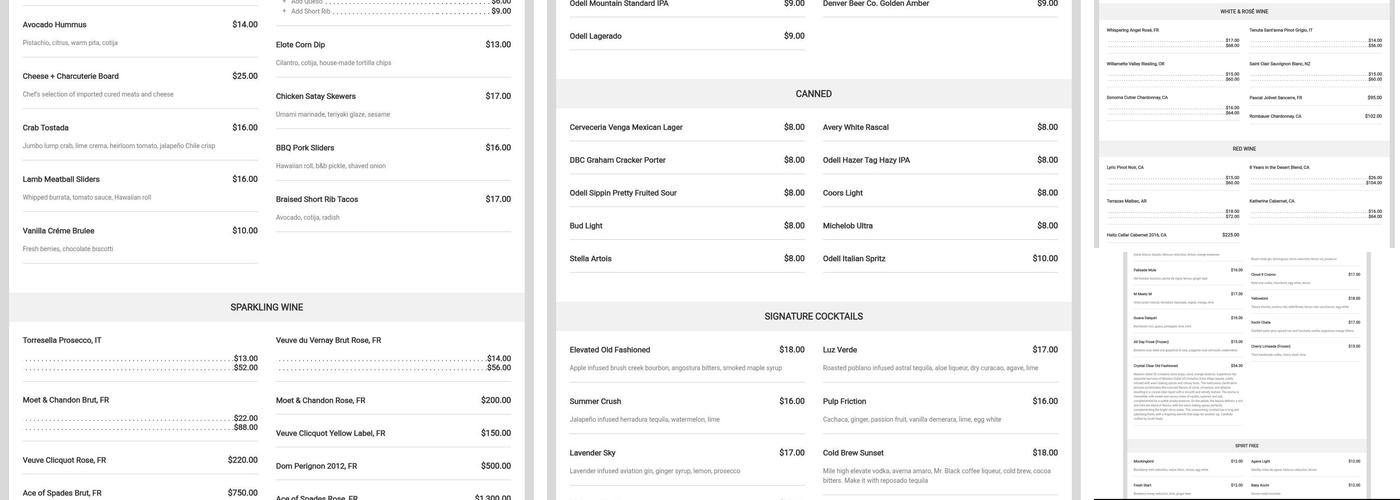 54thirty Rooftop Menu
