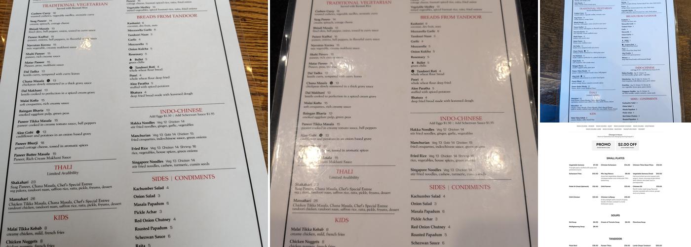 Taj Mahal Indian Kitchen Conway Menu