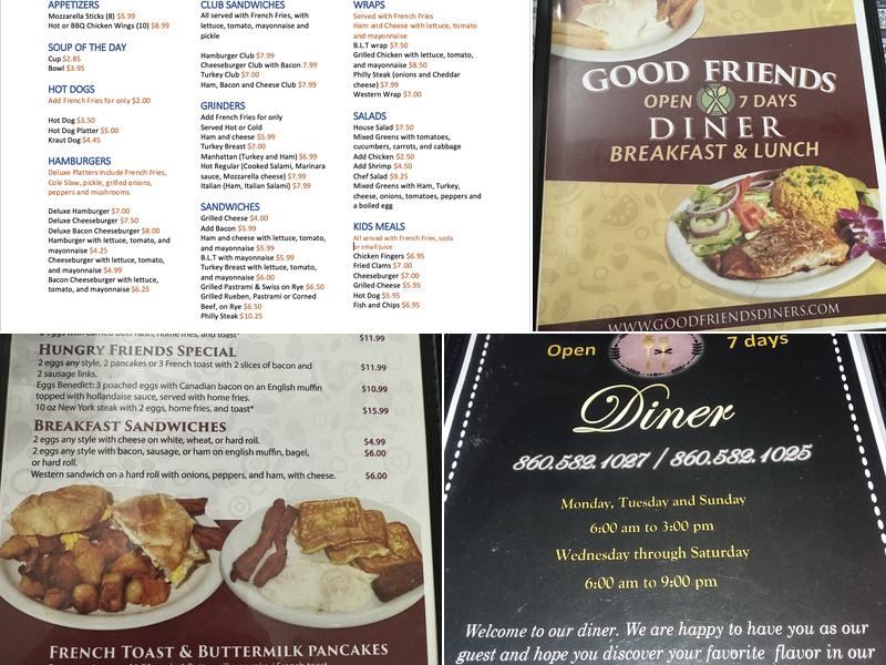 Good Friends Diner Menu