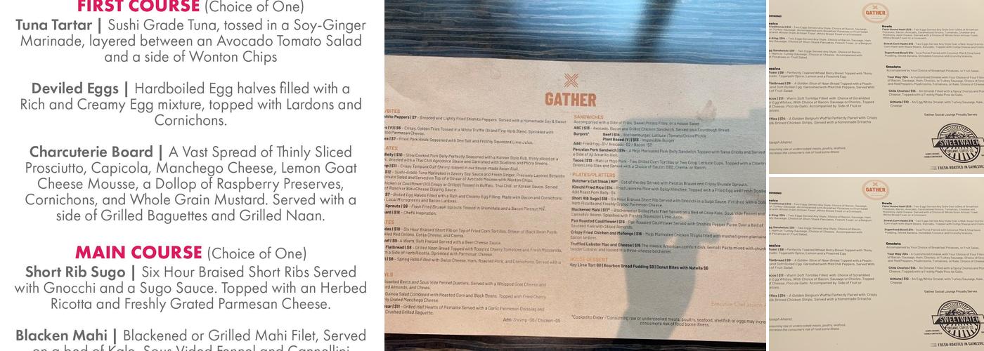 Gather: Social Lounge Menu