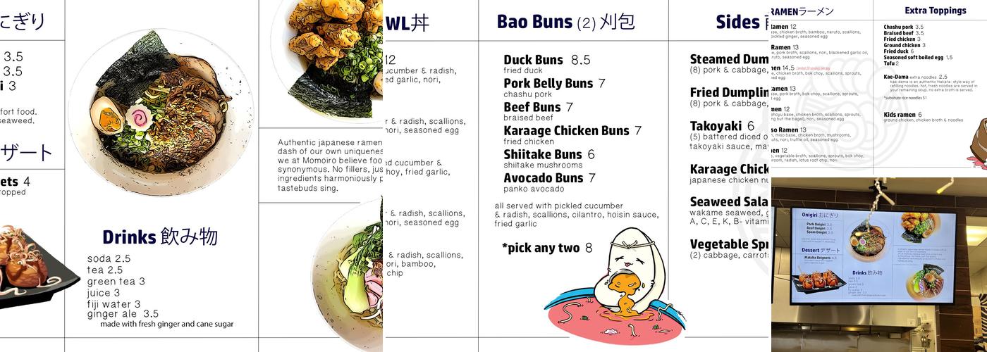 Momoiro Ramen Menu