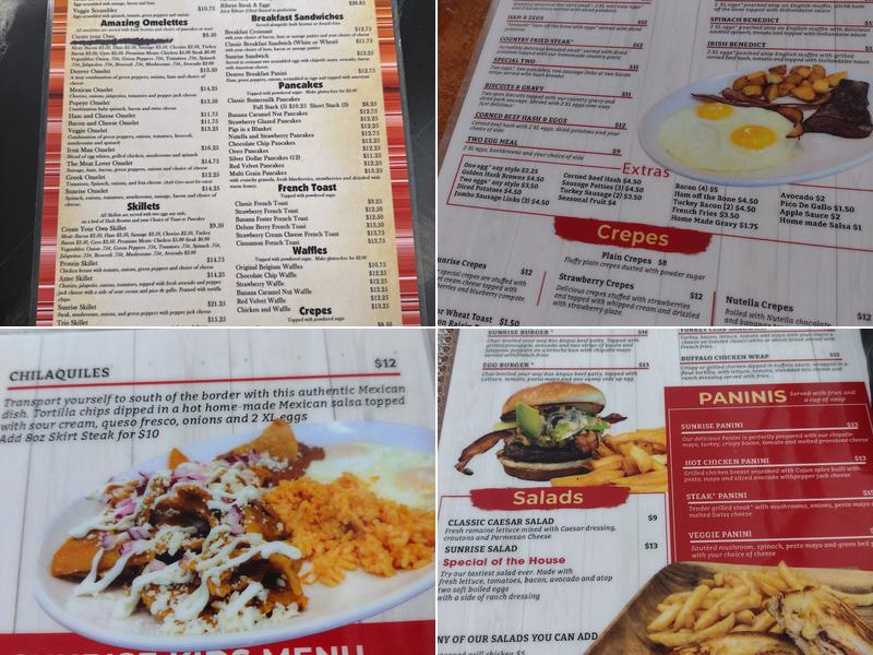 Sunrise Breakfast & Lunch Restaurant Menu