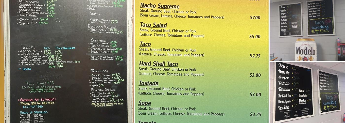 Chela's Menu