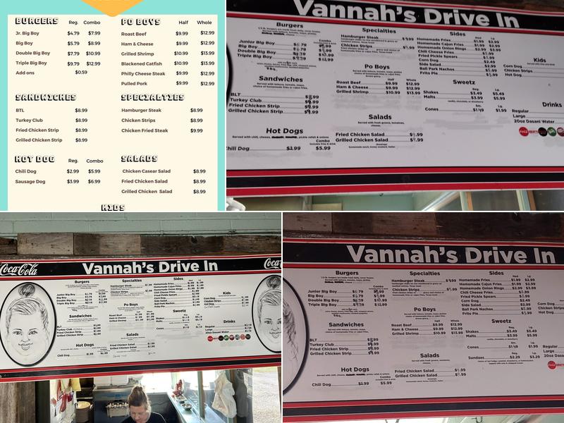 Vannah's Drive In Menu