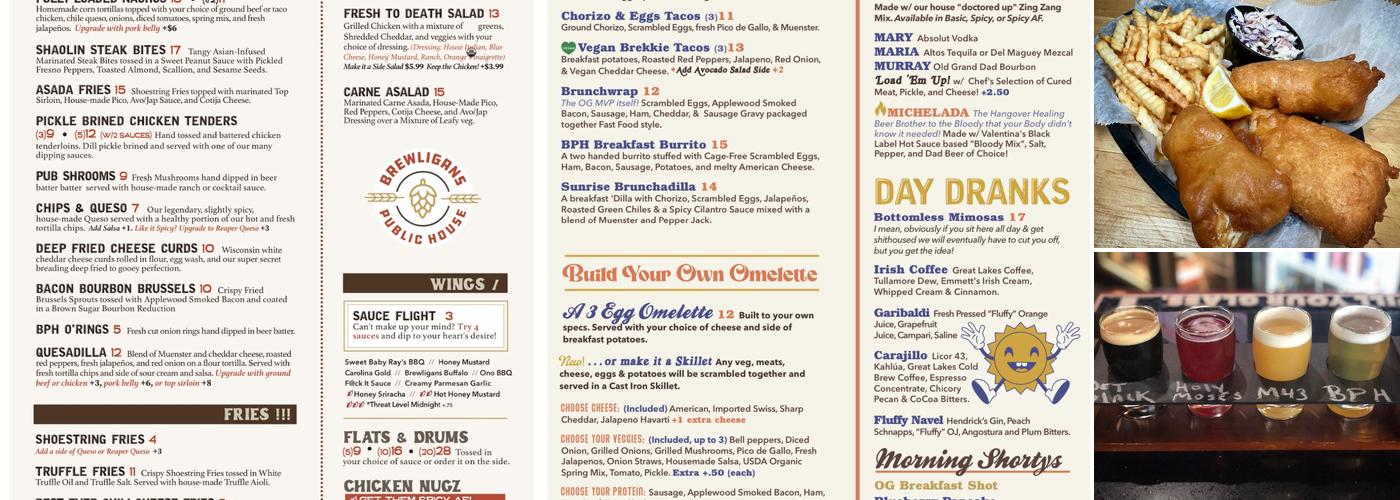 Brewligans Public House Menu