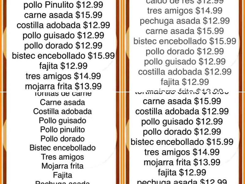Mi Pequeña Guatemala Menu