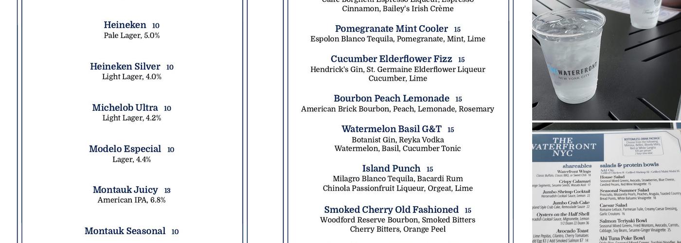 The Waterfront NYC Menu