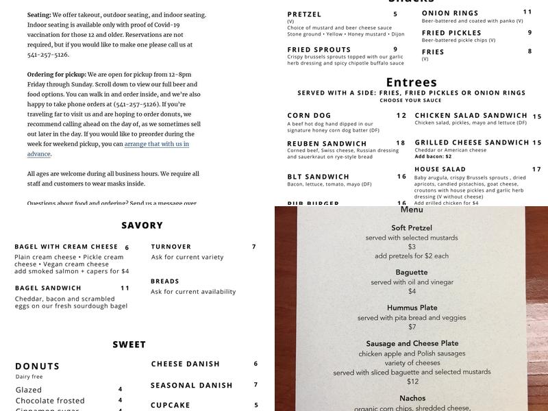 Bierly Brewing Menu