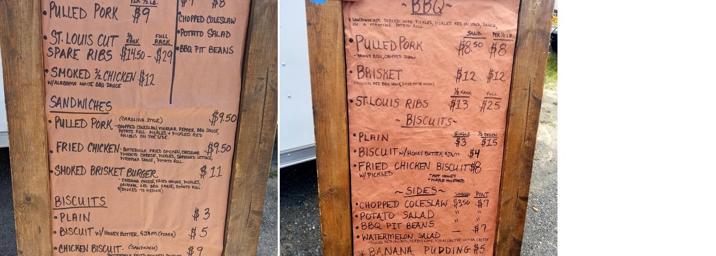 Pitchfork Barbecue Menu