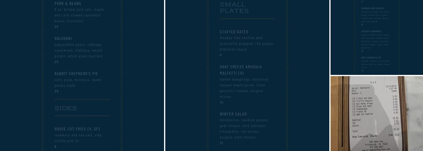 Bridges & Bourbon Menu