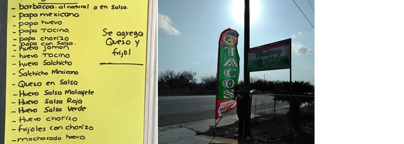 Tacos De Vapor O Canasta Monterrey Menu