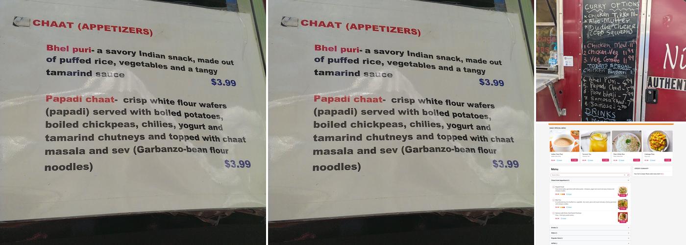 Nilima's Authentic Food of India Menu