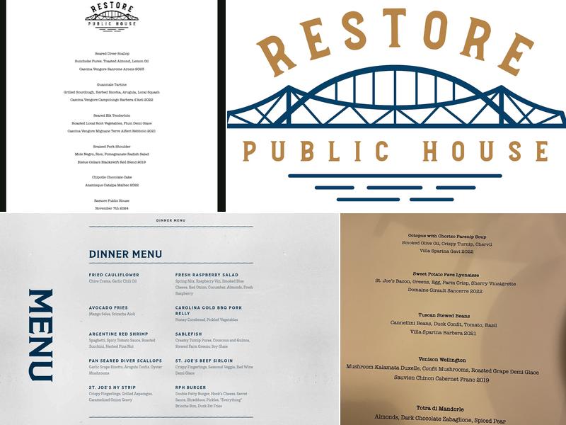 Restore Public House Menu