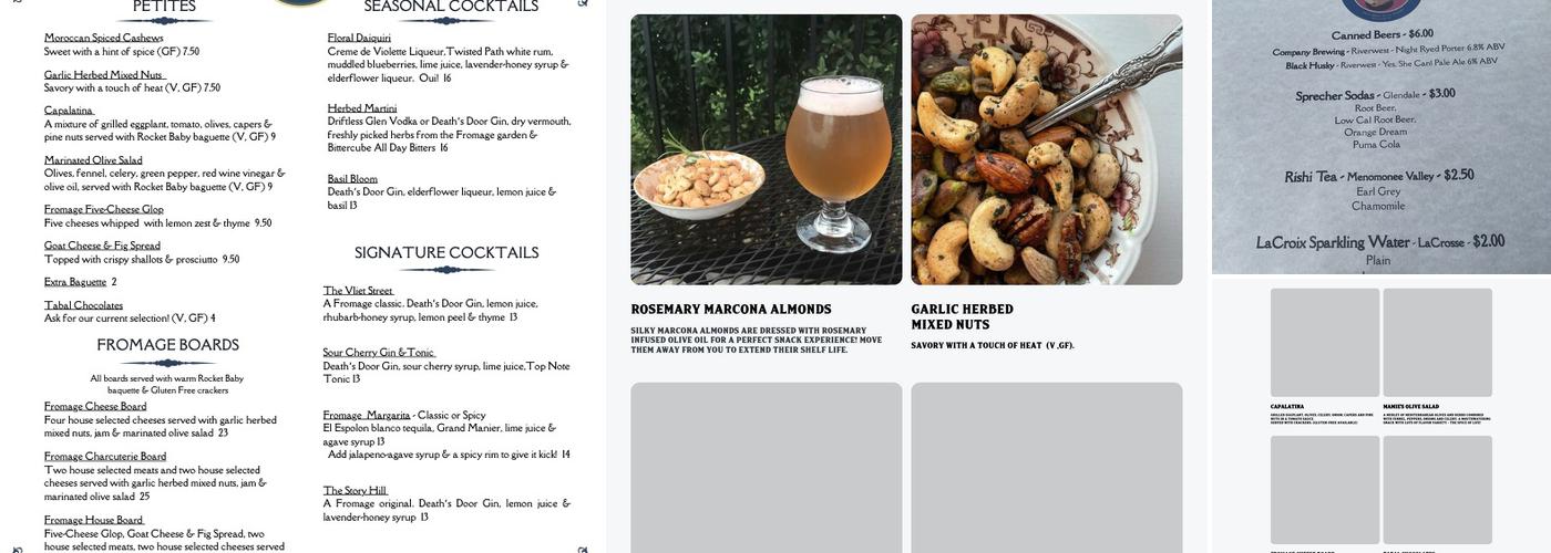 Charles E. Fromage Menu