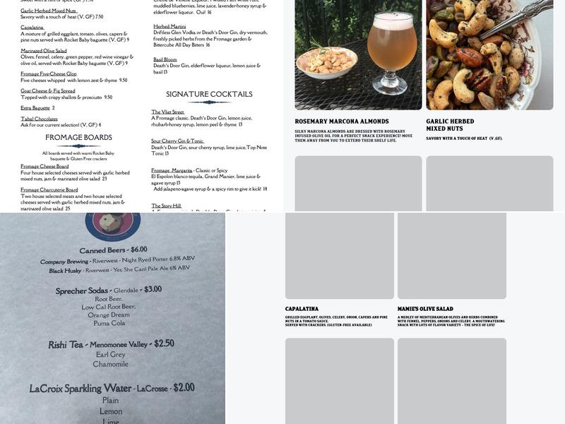 Charles E. Fromage Menu