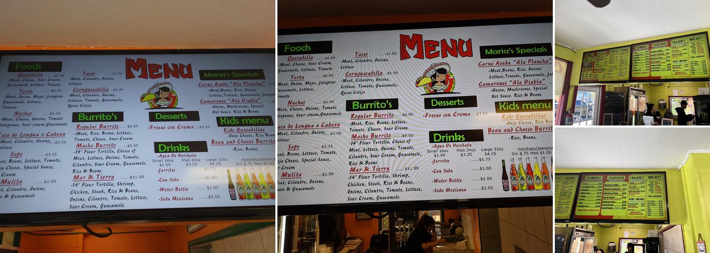 Taqueria Las Maria's LLC Menu