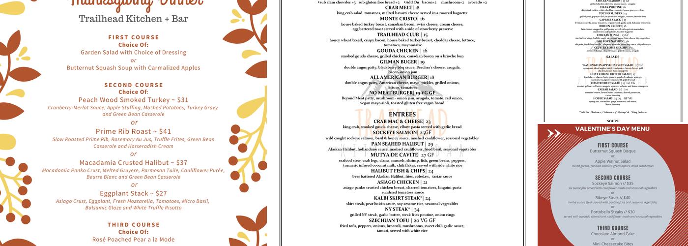Trailhead Kitchen & Bar Menu