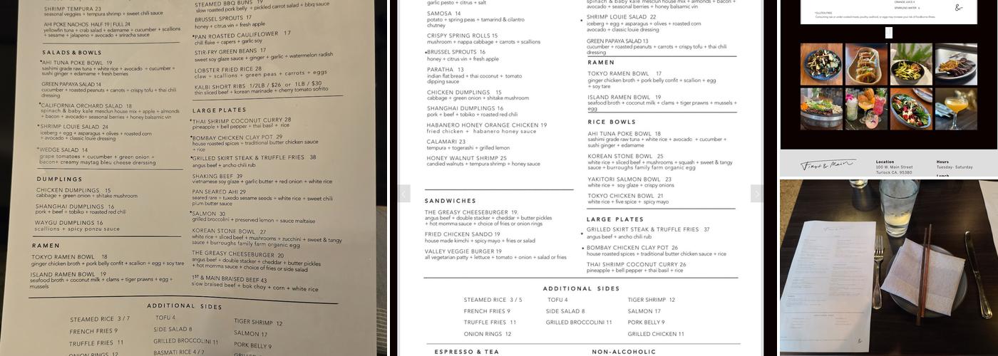 First & Main Menu