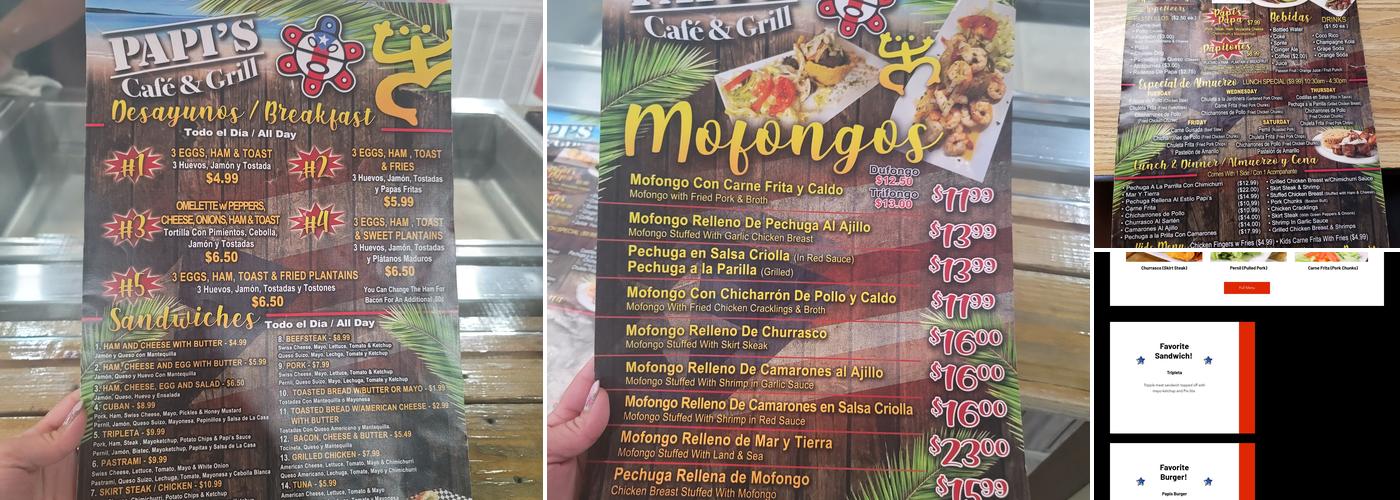 Papi's Cafe & Grill Menu