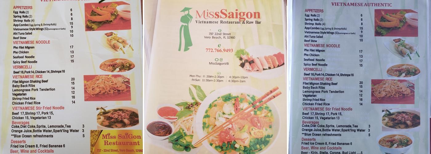 Jewelry by Miss Saigon Menu