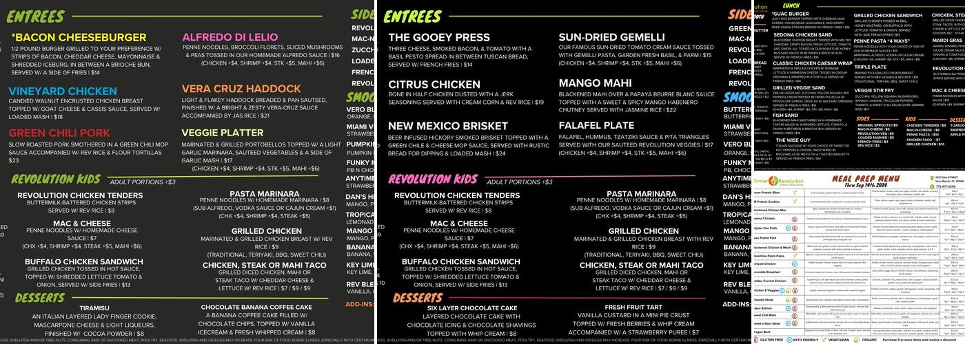 Dinner Revolution Menu