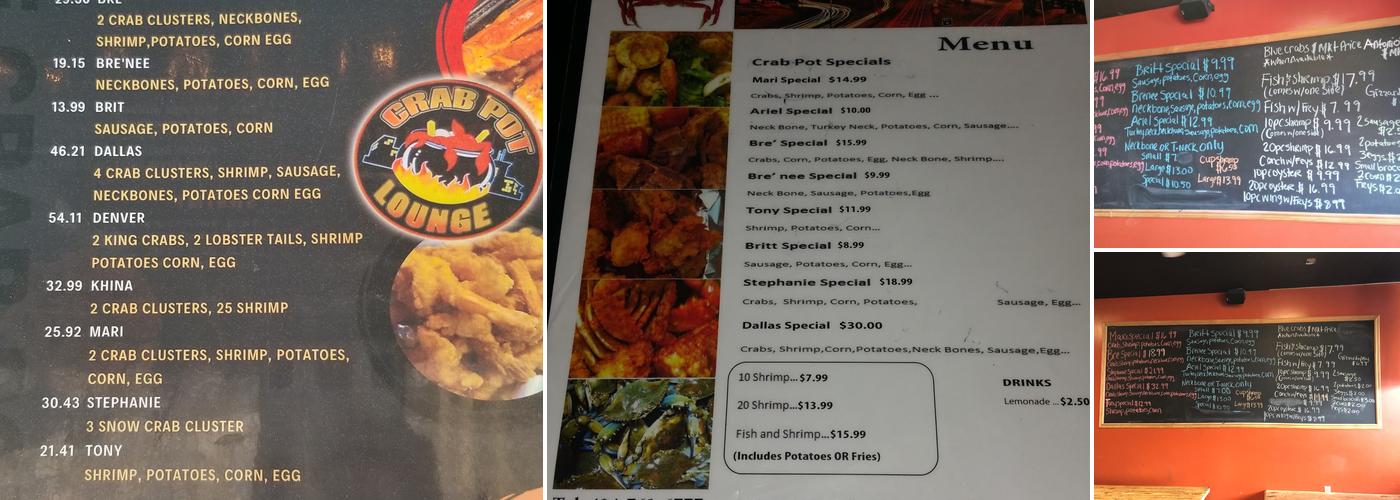 Crab Pot Lounge Menu