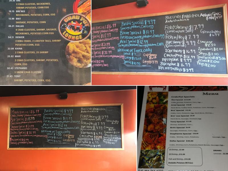 Crab Pot Lounge Menu