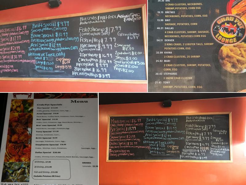 Crab Pot Lounge Menu
