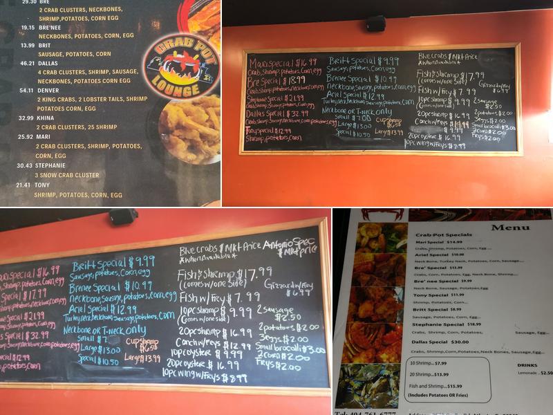 Crab Pot Lounge Menu