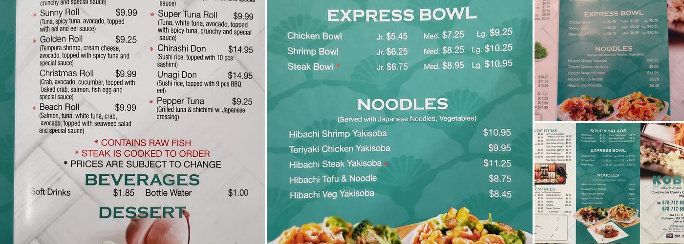 Kobe Hibachi & Sushi Menu