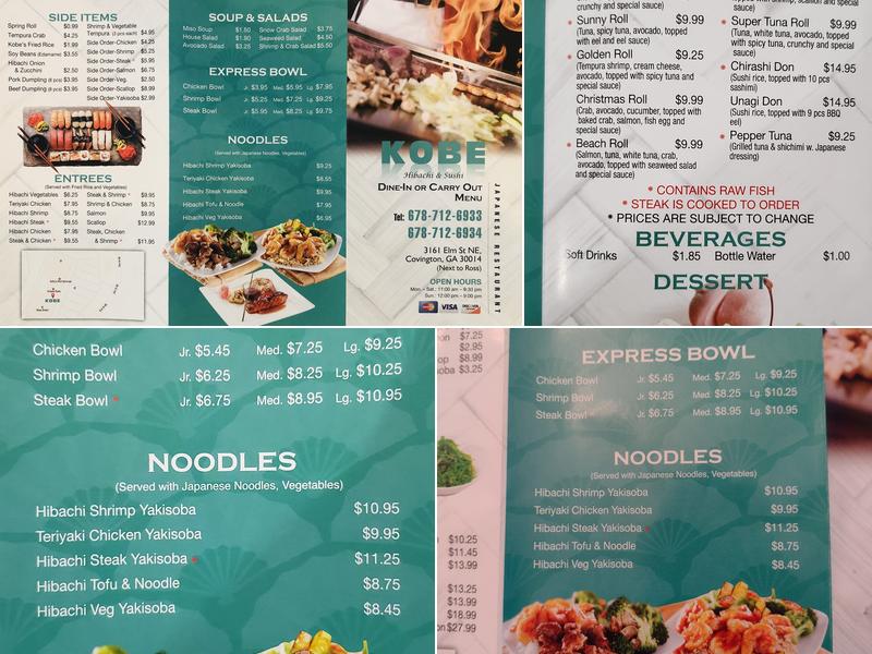 Kobe Hibachi & Sushi Menu