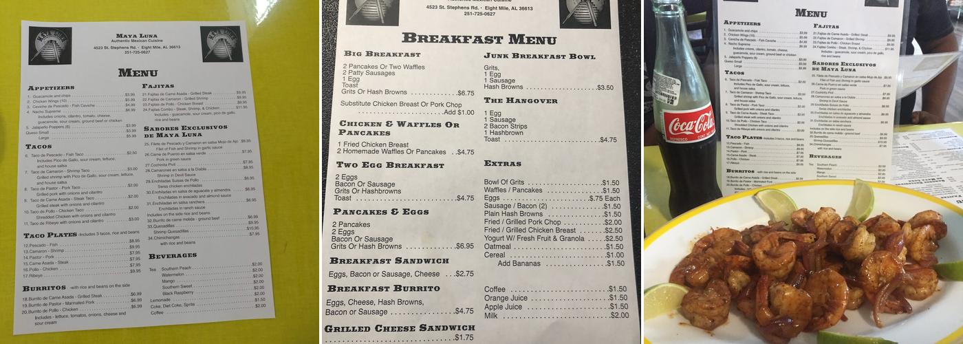 Maya Luna Menu