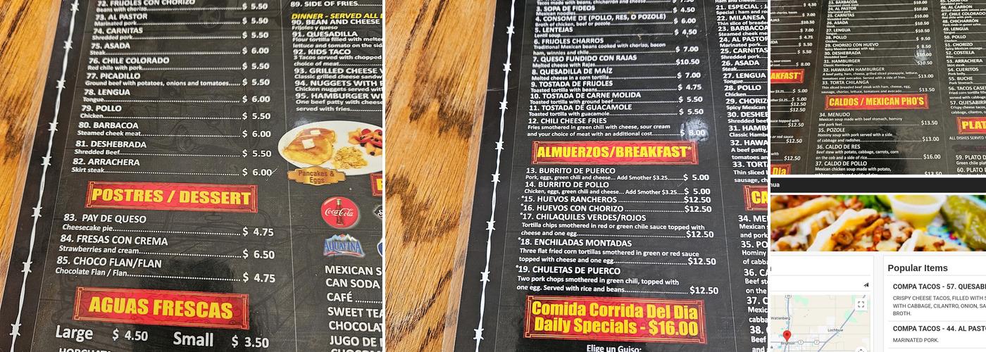 Tacos Orientales Chihuahua Menu