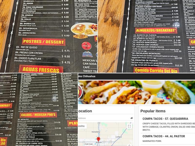 Tacos Orientales Chihuahua Menu