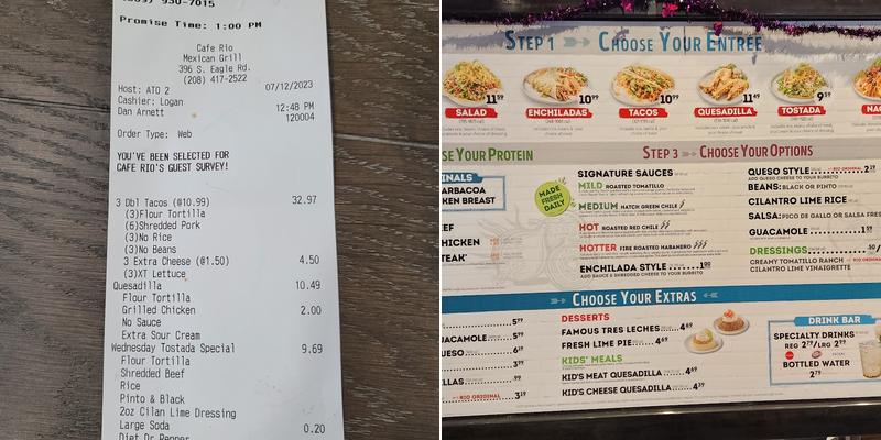 Cafe Rio Fresh Modern Mexican Menu