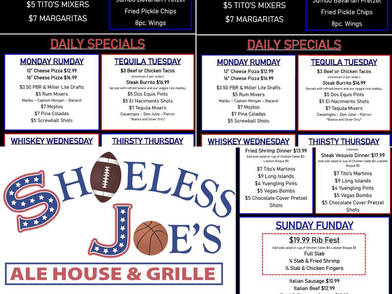 Shoeless Joe's Ale House & Grille Menu